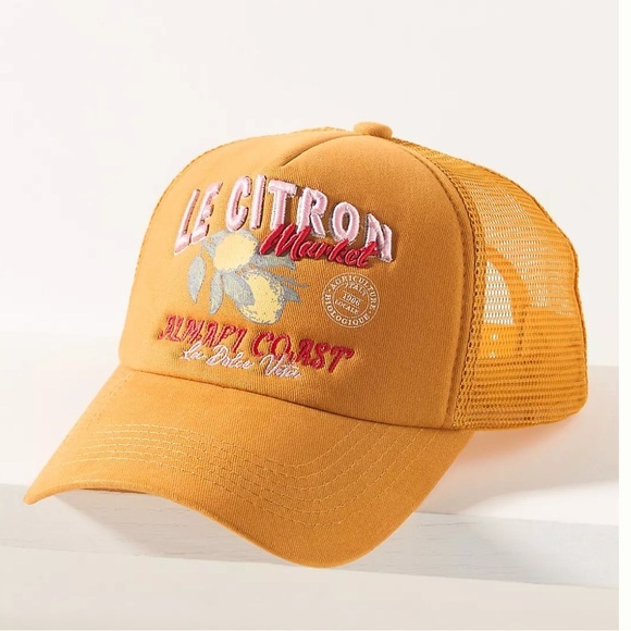 Worn/West Accessories - NWOT Anthropologie Worn/West Le Citron Trucker Hat